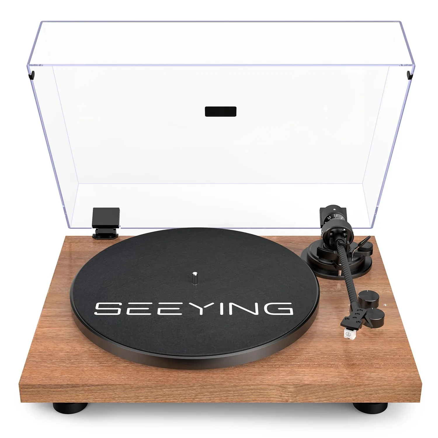 Turntable Vinyl Record Player Support Bluetooth Output Phono/Line Switch Pitch Control with Pre-Installed Counterweight & Magnetic Cartridge, Belt Drive 2 Speed